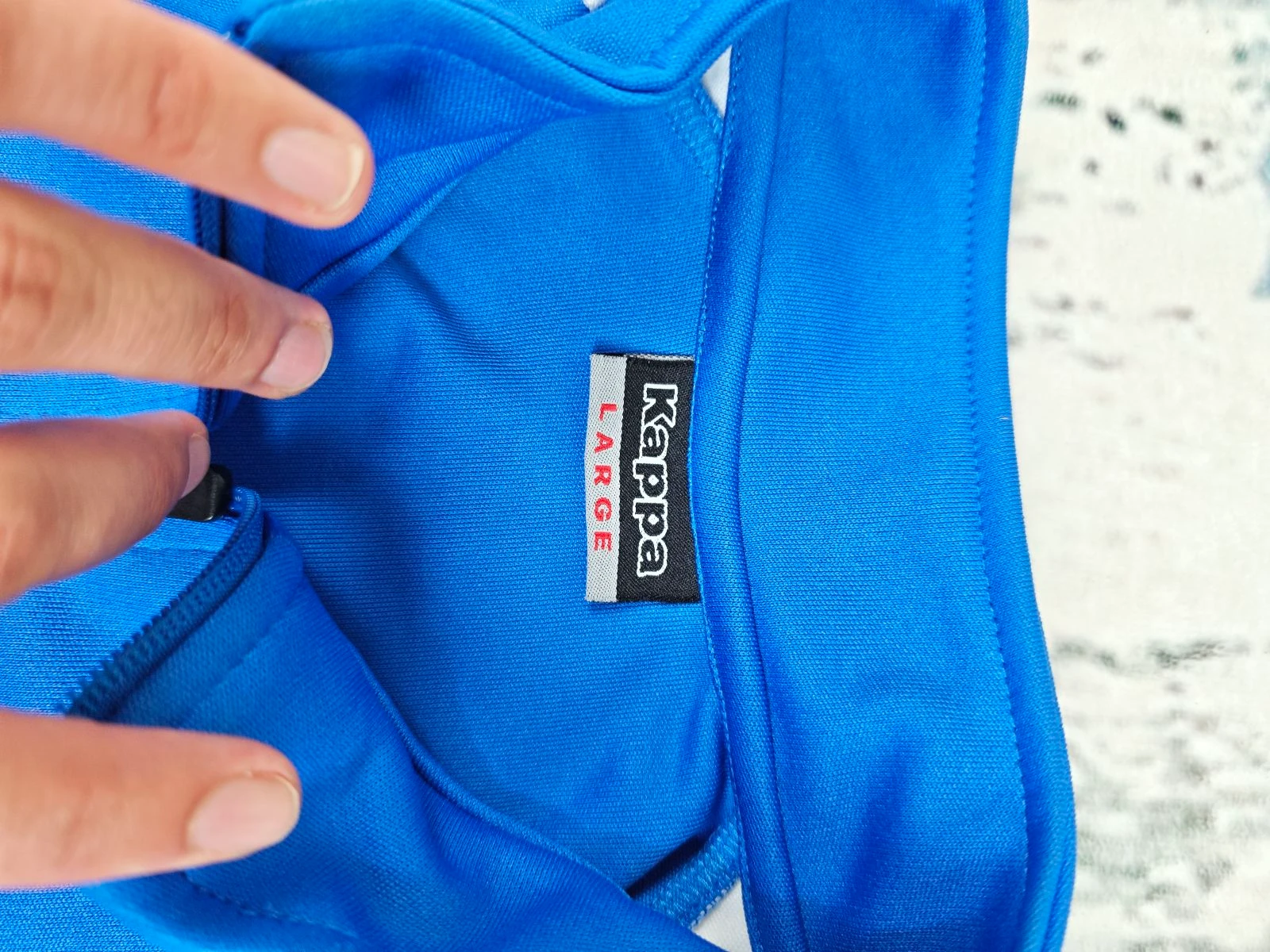 Jaqueta de treino Kappa Real Betis Football azul branco com zíper quarto tamanho G – photo 8